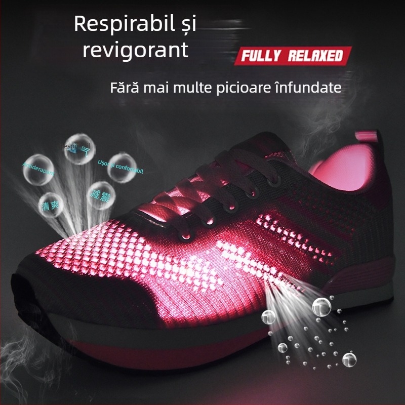 Pantofi sport casual cu mers înapoi — partea superioară din plasă, talpă din cauciuc, toc mic 1–3 cm, înălțime superioară 3–7 cm, șireturi în față
