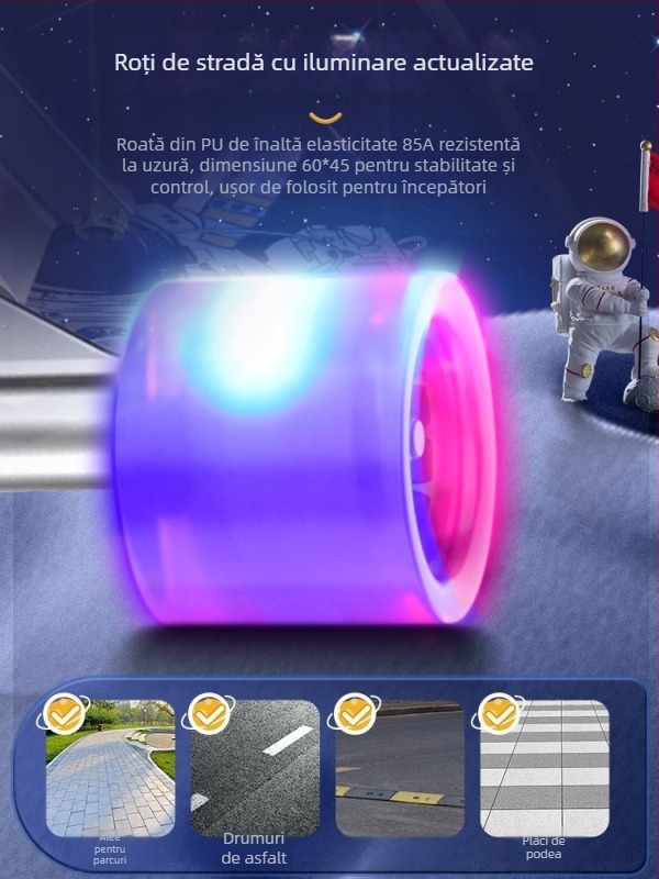 Skateboard SWAY, placă din artar cu șapte straturi, rocker dublu, utilizare generală