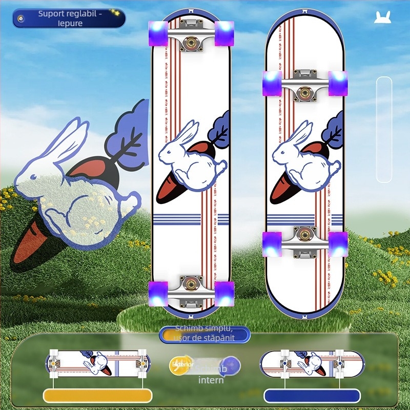 Skateboard SWAY, placă din artar cu șapte straturi, rocker dublu, utilizare generală