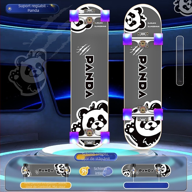 Skateboard SWAY, placă din artar cu șapte straturi, rocker dublu, utilizare generală