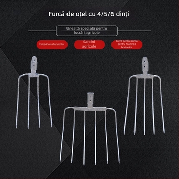furculiță de grădină din oțel cu mâner din lemn — model DT-black welded steel fork; greutate 0,75 kg; corp: oțel; mâner: lemn