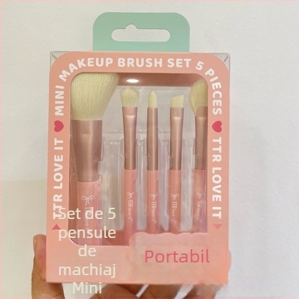 Set portabil de pensule de machiaj TTR – peri nylon, set din 1 piesă, pensulă eyeliner multifuncțională și pensule esențiale pentru ochi și pudră