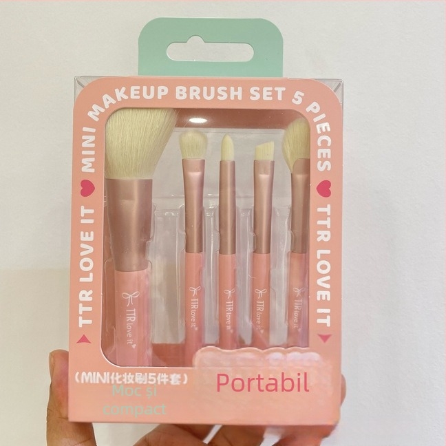 Set portabil de pensule de machiaj TTR – peri nylon, set din 1 piesă, pensulă eyeliner multifuncțională și pensule esențiale pentru ochi și pudră