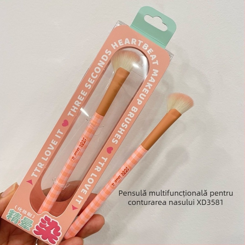 Set portabil de pensule de machiaj TTR – peri nylon, set din 1 piesă, pensulă eyeliner multifuncțională și pensule esențiale pentru ochi și pudră