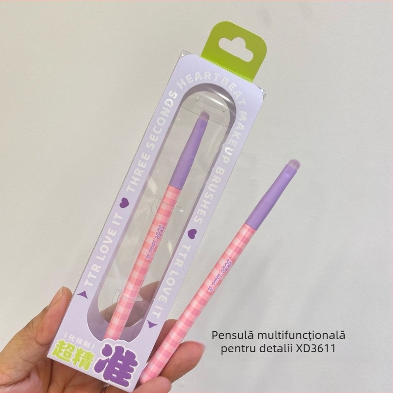 Set portabil de pensule de machiaj TTR – peri nylon, set din 1 piesă, pensulă eyeliner multifuncțională și pensule esențiale pentru ochi și pudră
