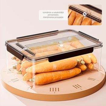 Cutie de depozitare din plastic pentru frigider, cu capac – portabilă, sigilată, menține prospețimea legumelor și a fructelor