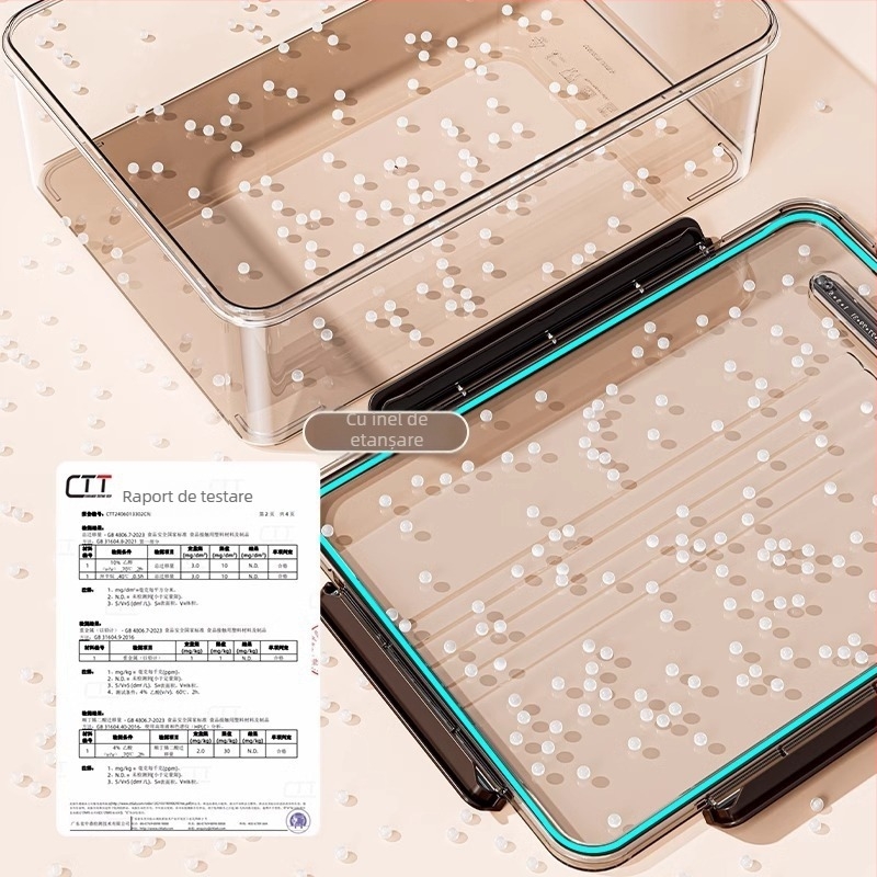 Cutie de depozitare din plastic pentru frigider, cu capac – portabilă, sigilată, menține prospețimea legumelor și a fructelor