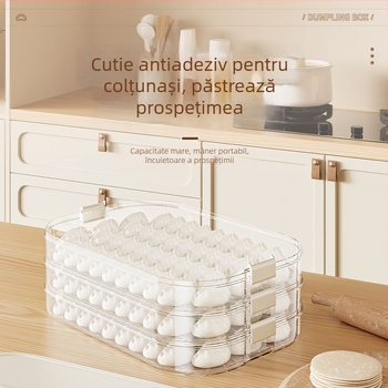 Cutie pentru găluște, Design Multistrat pentru Conservare Proaspătă, Plastic Alimentar, Etanș, Pentru Congelare