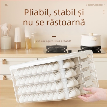 Cutie pentru găluște, Design Multistrat pentru Conservare Proaspătă, Plastic Alimentar, Etanș, Pentru Congelare