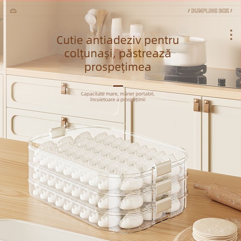 Cutie pentru găluște, Design Multistrat pentru Conservare Proaspătă, Plastic Alimentar, Etanș, Pentru Congelare