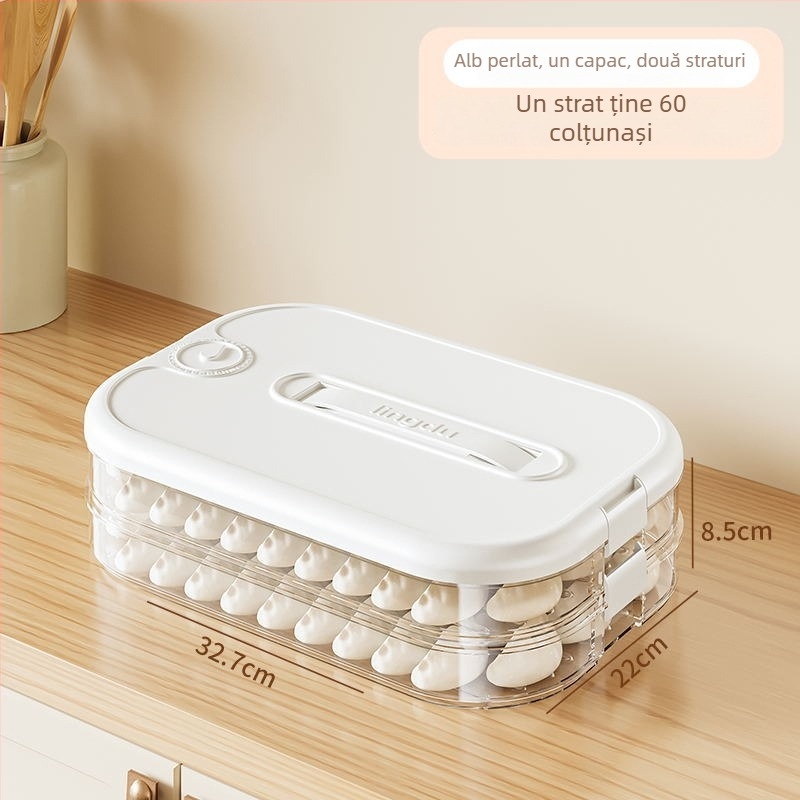 Cutie pentru găluște, Design Multistrat pentru Conservare Proaspătă, Plastic Alimentar, Etanș, Pentru Congelare