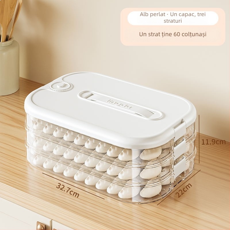 Cutie pentru găluște, Design Multistrat pentru Conservare Proaspătă, Plastic Alimentar, Etanș, Pentru Congelare