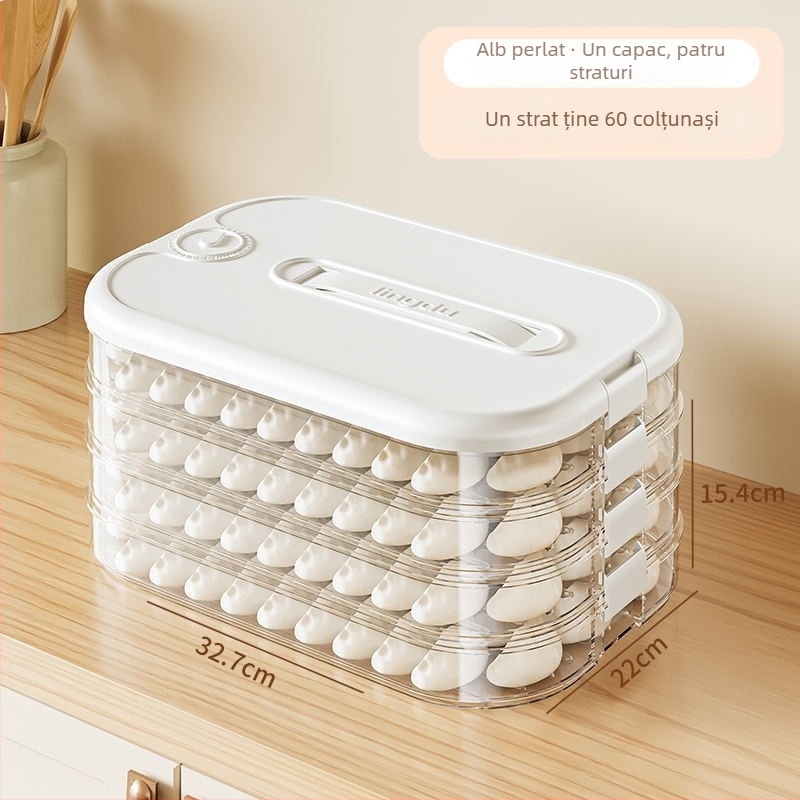 Cutie pentru găluște, Design Multistrat pentru Conservare Proaspătă, Plastic Alimentar, Etanș, Pentru Congelare