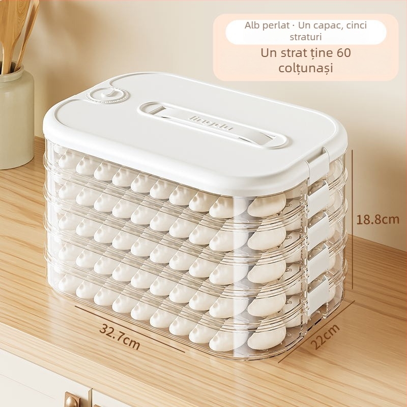 Cutie pentru găluște, Design Multistrat pentru Conservare Proaspătă, Plastic Alimentar, Etanș, Pentru Congelare