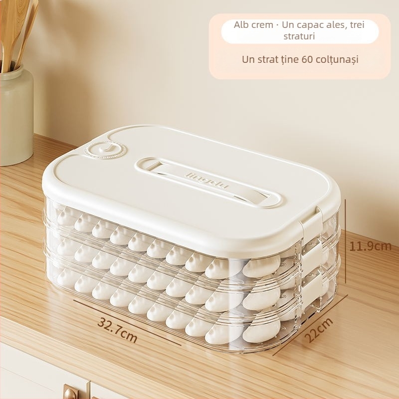 Cutie pentru găluște, Design Multistrat pentru Conservare Proaspătă, Plastic Alimentar, Etanș, Pentru Congelare