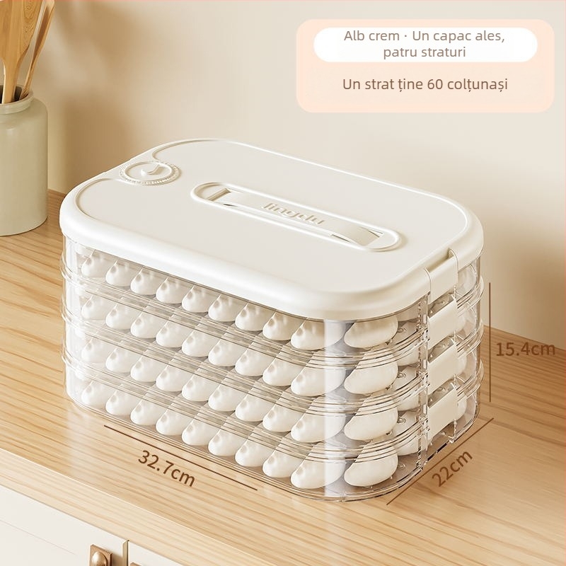 Cutie pentru găluște, Design Multistrat pentru Conservare Proaspătă, Plastic Alimentar, Etanș, Pentru Congelare