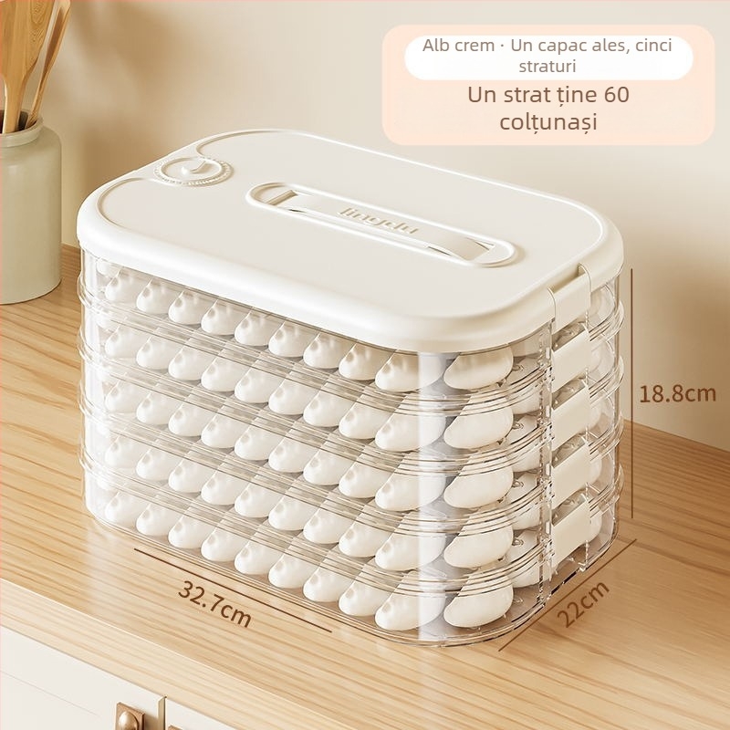 Cutie pentru găluște, Design Multistrat pentru Conservare Proaspătă, Plastic Alimentar, Etanș, Pentru Congelare