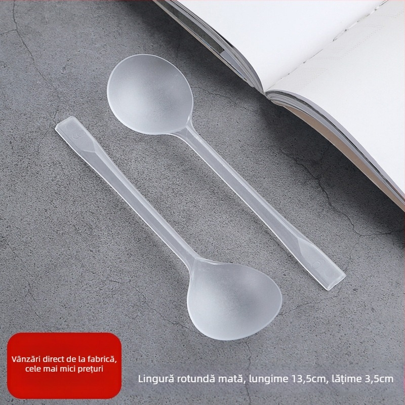 Lingură de plastic de unică folosință, design țestoasă îngroșat, pentru fructe, desert și înghețată, compatibil cu microunde, personalizare disponibilă