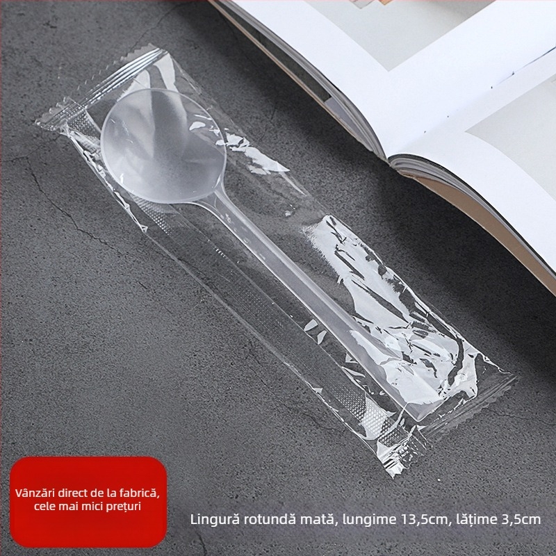 Lingură de plastic de unică folosință, design țestoasă îngroșat, pentru fructe, desert și înghețată, compatibil cu microunde, personalizare disponibilă