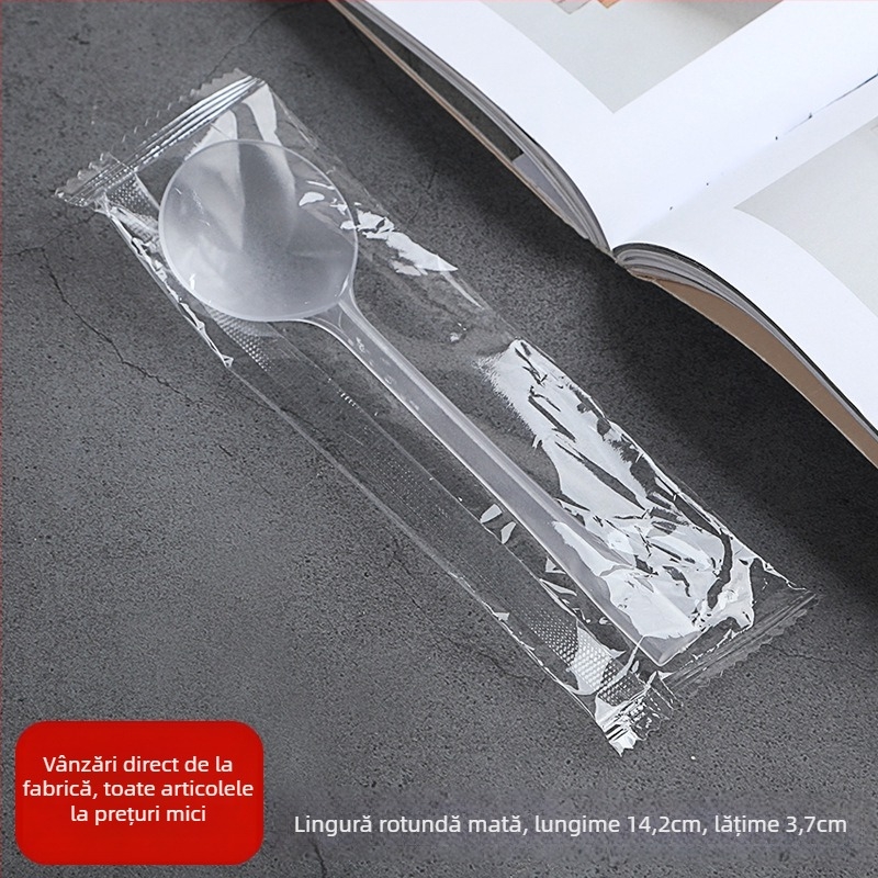 Lingură de plastic de unică folosință, design țestoasă îngroșat, pentru fructe, desert și înghețată, compatibil cu microunde, personalizare disponibilă