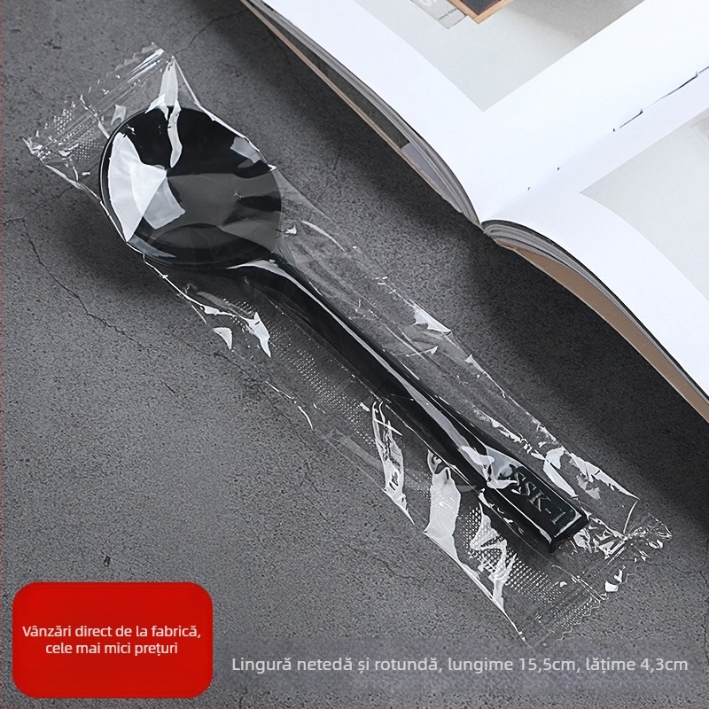 Lingură de plastic de unică folosință, design țestoasă îngroșat, pentru fructe, desert și înghețată, compatibil cu microunde, personalizare disponibilă