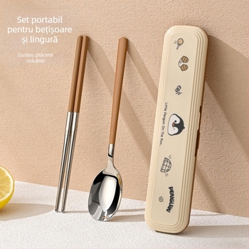 Set din oțel inoxidabil 316 pentru copii – pentru 1 persoană, 3 piese (bețișoare, lingură, furculiță) cu cutie de depozitare, finisaj oglindit, stil Nordic, lansare 2024, personalizare disponibilă