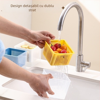 Cutie de depozitare pentru ghimbir, usturoi și ceapă verde – anti-miros, drenaj, transparentă, material PP