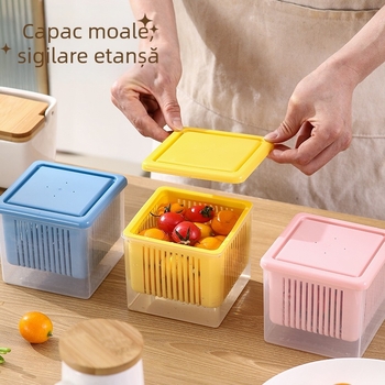 Cutie de depozitare pentru ghimbir, usturoi și ceapă verde – anti-miros, drenaj, transparentă, material PP