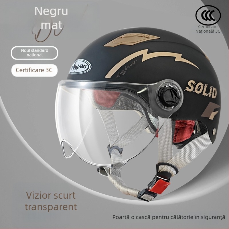Cască de motocicletă half-helmet pentru vehicule electrice, ABS, certificat 3C GB811-2022A, unisex, all-season