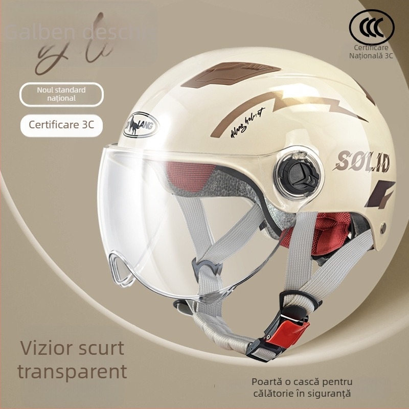 Cască de motocicletă half-helmet pentru vehicule electrice, ABS, certificat 3C GB811-2022A, unisex, all-season
