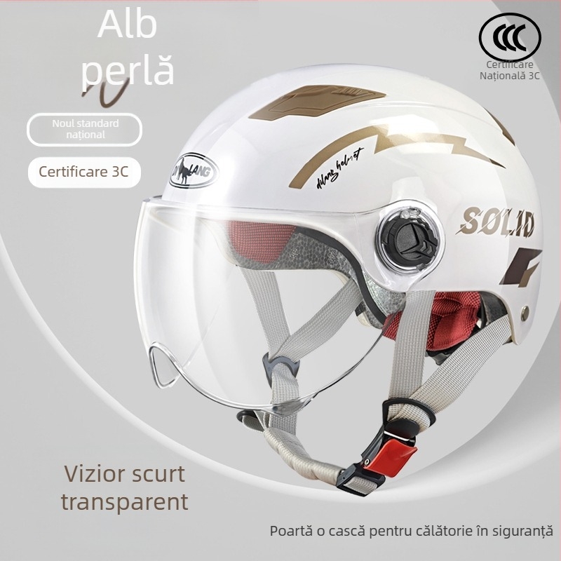 Cască de motocicletă half-helmet pentru vehicule electrice, ABS, certificat 3C GB811-2022A, unisex, all-season