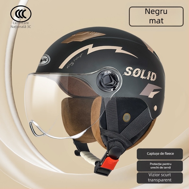 Cască de motocicletă half-helmet pentru vehicule electrice, ABS, certificat 3C GB811-2022A, unisex, all-season
