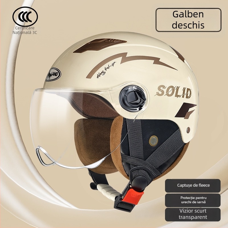 Cască de motocicletă half-helmet pentru vehicule electrice, ABS, certificat 3C GB811-2022A, unisex, all-season