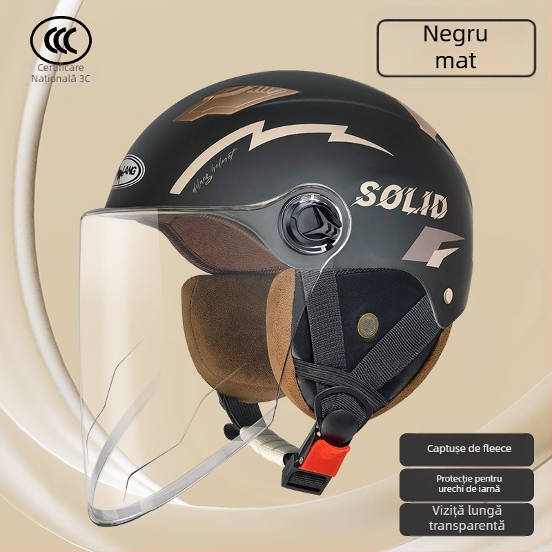 Cască de motocicletă half-helmet pentru vehicule electrice, ABS, certificat 3C GB811-2022A, unisex, all-season