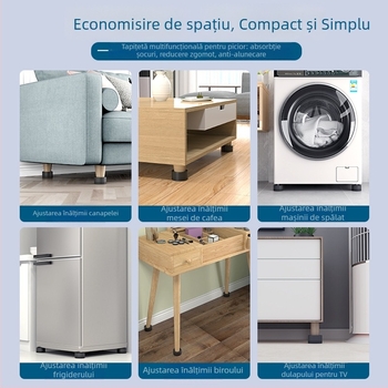 Padă pentru picioarele mașinii de spălat și frigider – anti-alunecare, reglabil, fără montaj; material plastic