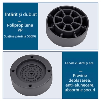 Padă pentru picioarele mașinii de spălat și frigider – anti-alunecare, reglabil, fără montaj; material plastic