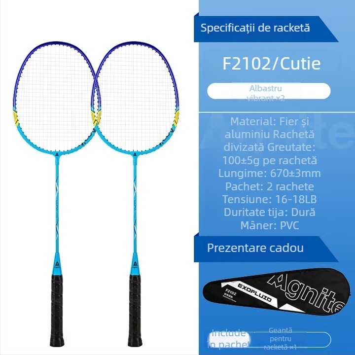 Rachetă de badminton Deliangernet, set de 2, 95–100 g, lovire dreaptă, pentru amatori și juniori
