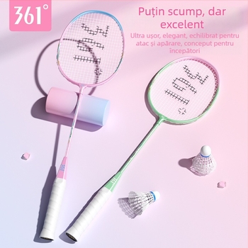Rachetă badminton 361°, cadru din aliaj de fier, greutate 95–100 g, mâner G2, tijă dreaptă