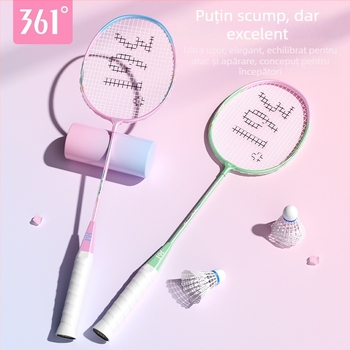 Rachetă badminton 361°, cadru din aliaj de fier, greutate 95–100 g, mâner G2, tijă dreaptă