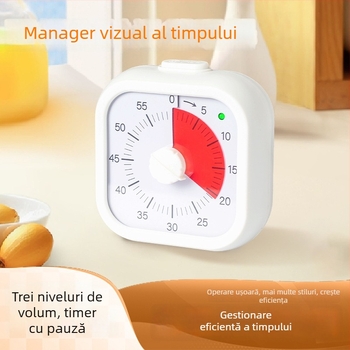 Cronometru vizual pentru copii cu numărătoare inversă și alarmă — carcasă pătrată din ABS, mișcare cuarț, afișaj analogic + digital, cronograf