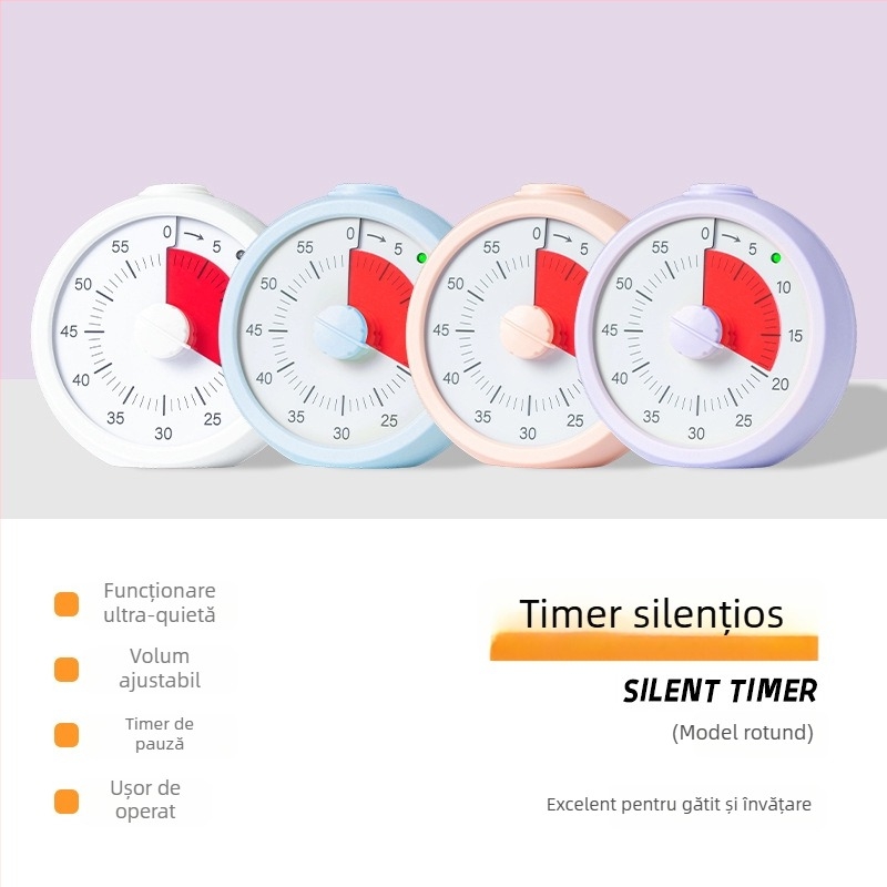 Cronometru vizual pentru copii cu numărătoare inversă și alarmă — carcasă pătrată din ABS, mișcare cuarț, afișaj analogic + digital, cronograf