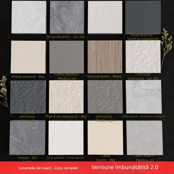 Placă din cuarț cu corp integral, aspect cărămidă antic, textură imitație piatră, finisaj mat, antiderapant