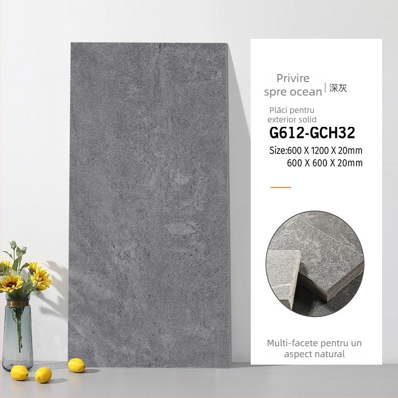 Placă din cuarț cu corp integral, aspect cărămidă antic, textură imitație piatră, finisaj mat, antiderapant