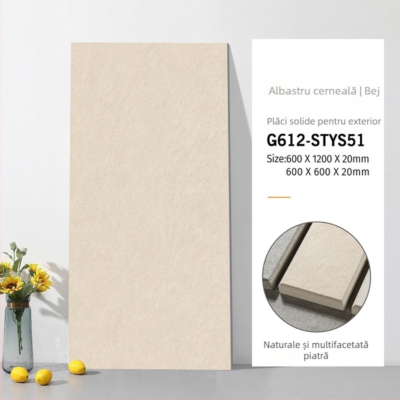 Placă din cuarț cu corp integral, aspect cărămidă antic, textură imitație piatră, finisaj mat, antiderapant