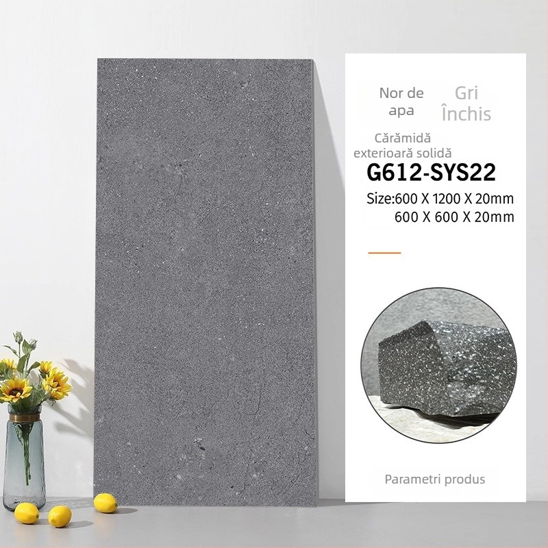 Placă din cuarț cu corp integral, aspect cărămidă antic, textură imitație piatră, finisaj mat, antiderapant