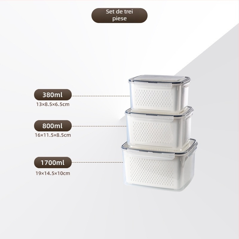 Cutie portabilă de depozitare dreptunghiulară din plastic PP cu capac, potrivită pentru microunde, capacități 0,3–5 L