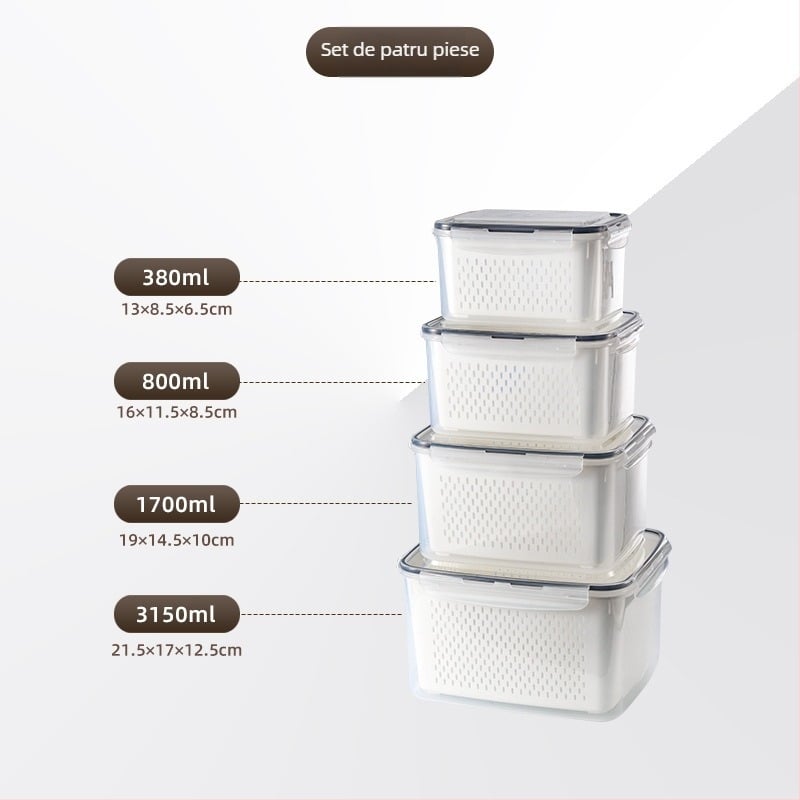 Cutie portabilă de depozitare dreptunghiulară din plastic PP cu capac, potrivită pentru microunde, capacități 0,3–5 L