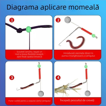 Rig de pescuit cu cârlig dublu, cap de plumb, pentru creveți de râu și raci