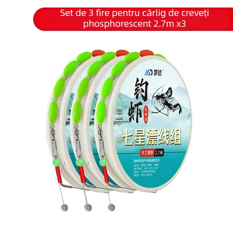 Rig de pescuit cu cârlig dublu, cap de plumb, pentru creveți de râu și raci