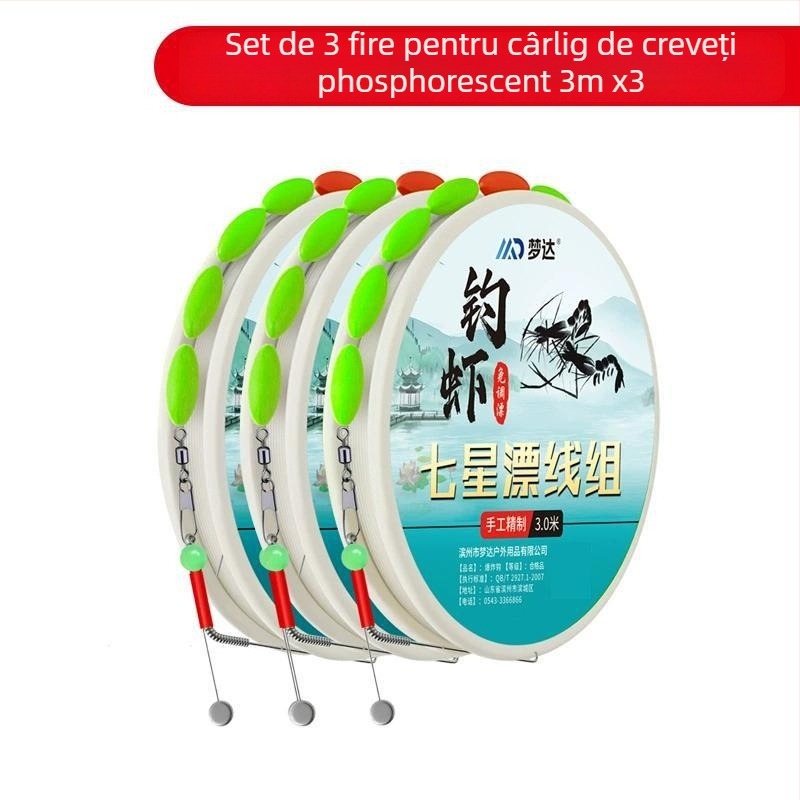 Rig de pescuit cu cârlig dublu, cap de plumb, pentru creveți de râu și raci